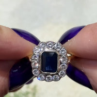 Vintage sapphire and diamond ring in 18 carat gold