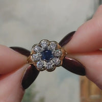 Vintage sapphire and diamond cluster ring