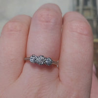 Three stone old cut diamond ring