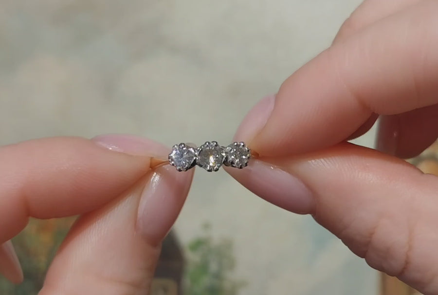 Vintage three stone diamond ring