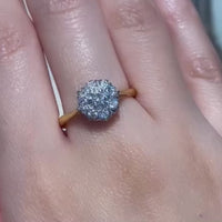 Vintage diamanten cluster ring in 18 karaat goud