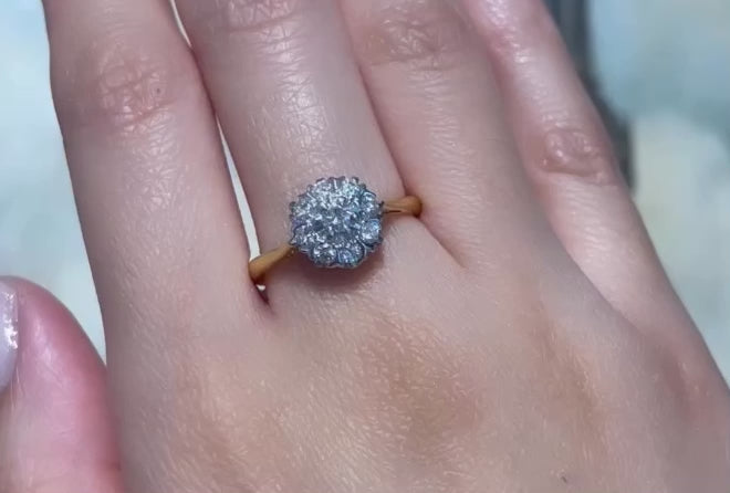 Vintage diamanten cluster ring in 18 karaat goud