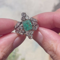 Antique emerald and rose diamond ring