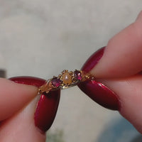 Victorian 18 carat garnet and pearl ring