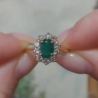Vintage emerald and diamond ring in 18 carat gold