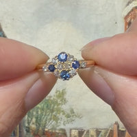 Edwardian sapphire and old cut diamond ring from 1909
