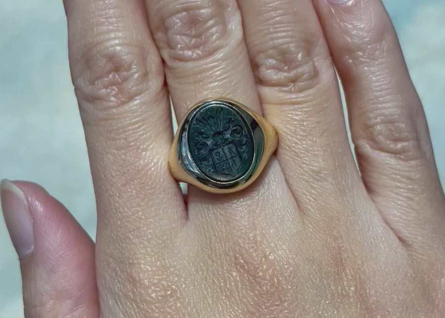 Vintage signet ring with bloodstone intaglio