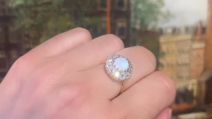 Victorian old cut diamond and opal ring