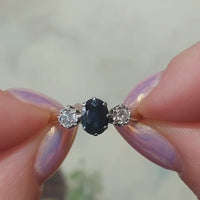 Vintage three stone sapphire and diamond ring