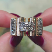 Art Deco rose diamond tank ring in 18 carat gold
