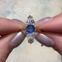 Victorian sapphire and old cut diamond ring