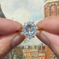 Aquamarine and diamond ring in 18 carat gold