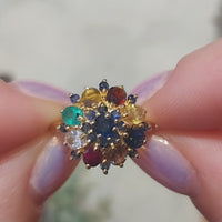 'Tutti frutti' edelstenen ring van 14 karaat goud