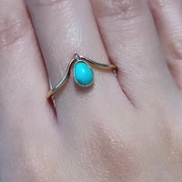 Cabochon turquoise wishbone ring