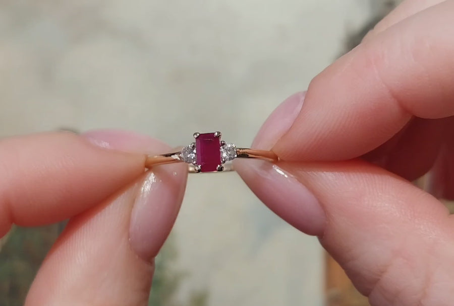 Ruby and diamond ring in 18 carat gold