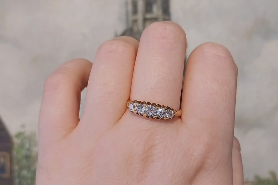 Five stone old cut diamond ring from 1903