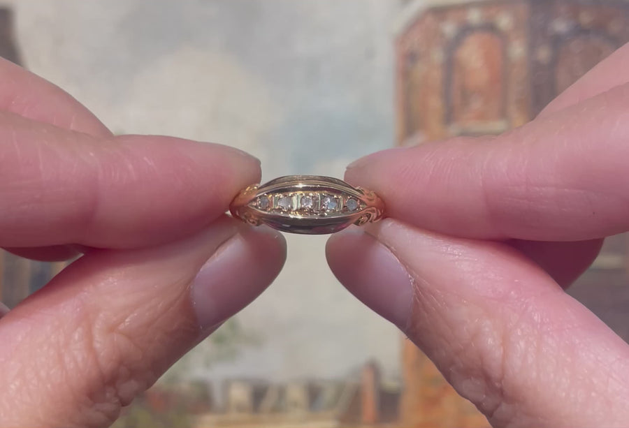 Edwardiaanse roos geslepen diamanten ring uit 1918