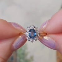 Vintage sapphire and diamond cluster ring