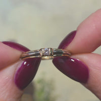 Vintage yellow and white diamond gold solitaire ring