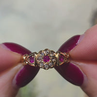 Edwardian ruby and rose cut diamond cluster ring from 1906