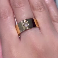 18 carat gold band with an old mine cut diamond from 1918