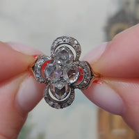 Roos diamanten ring van zilver en goud
