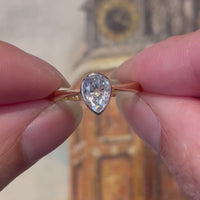 Old pear cut diamond solitaire ring