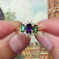 Tsavoriet, amethist en diamanten ring
