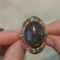 Boulder opal ring in 14 carat gold