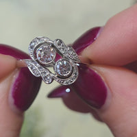 Antique Toi et Moi old cut diamond ring
