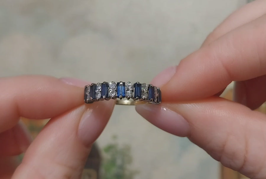 18 karaat gouden saffieren en diamanten ring