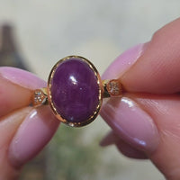 Cabochon ruby and diamond ring in 18 carat gold