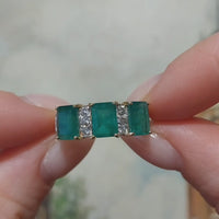 Emerald and diamond ring in 18 carat gold