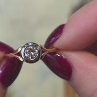 Old cut diamond solitaire ring in 18 carat gold
