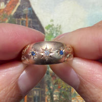 Sapphire and diamond gypsy ring from 1911