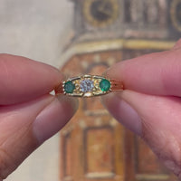 Vintage emerald and diamond ring in 18 carat gold