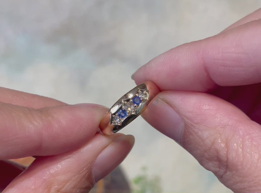Edwardian sapphire and rose diamond ring