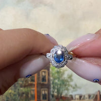 Sapphire and diamond ring in platinum and gold