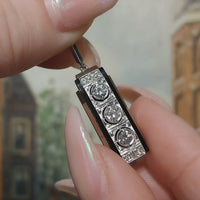 Art Deco white gold diamond and onyx pendant