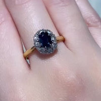 Vintage sapphire and diamond ring in 18 carat gold