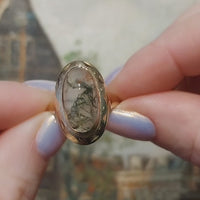 Vintage cabochon moss agate ring in 14 carat gold