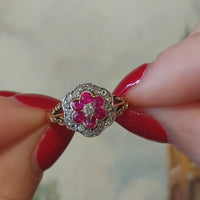 Edwardian old European cut diamond and ruby ring