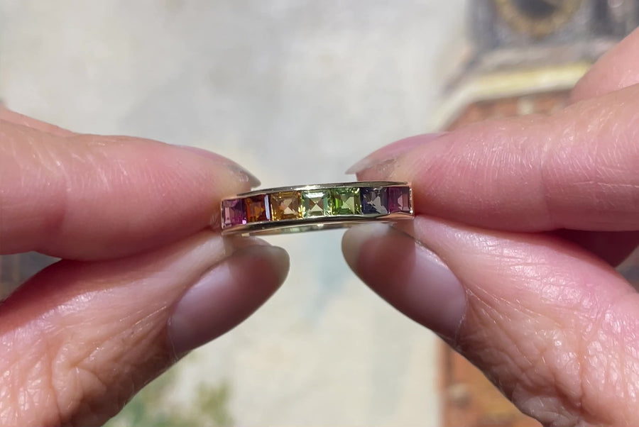 Multi gem ring in 14 carat gold