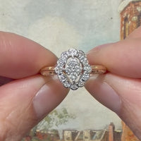Vintage navette diamond cluster ring in 14 carat gold