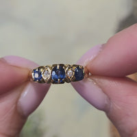 Victoriaanse saffier en diamanten ring uit 1897