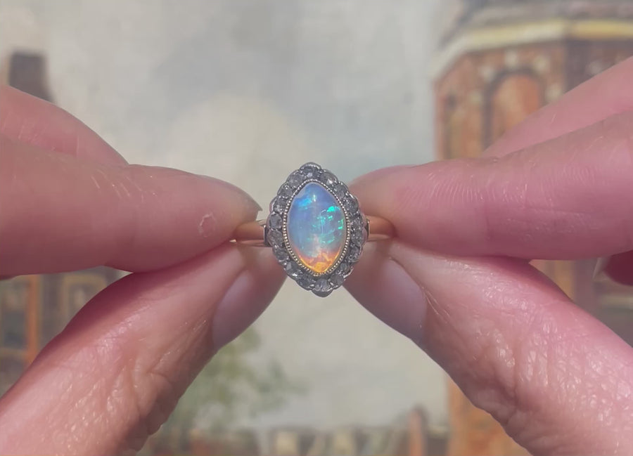 Victorian opal and rose diamond ring