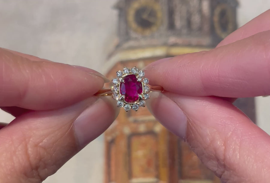 Ruby and diamond ring in 18 carat gold