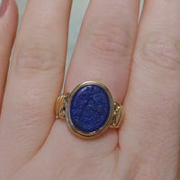 Antique Lapiz intaglio signet ring in 14 carat gold