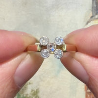 Vintage ring met vijf oud Europees geslepen diamanten