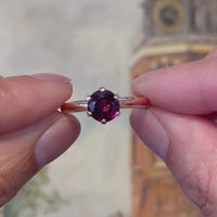 18 carat gold garnet solitaire ring